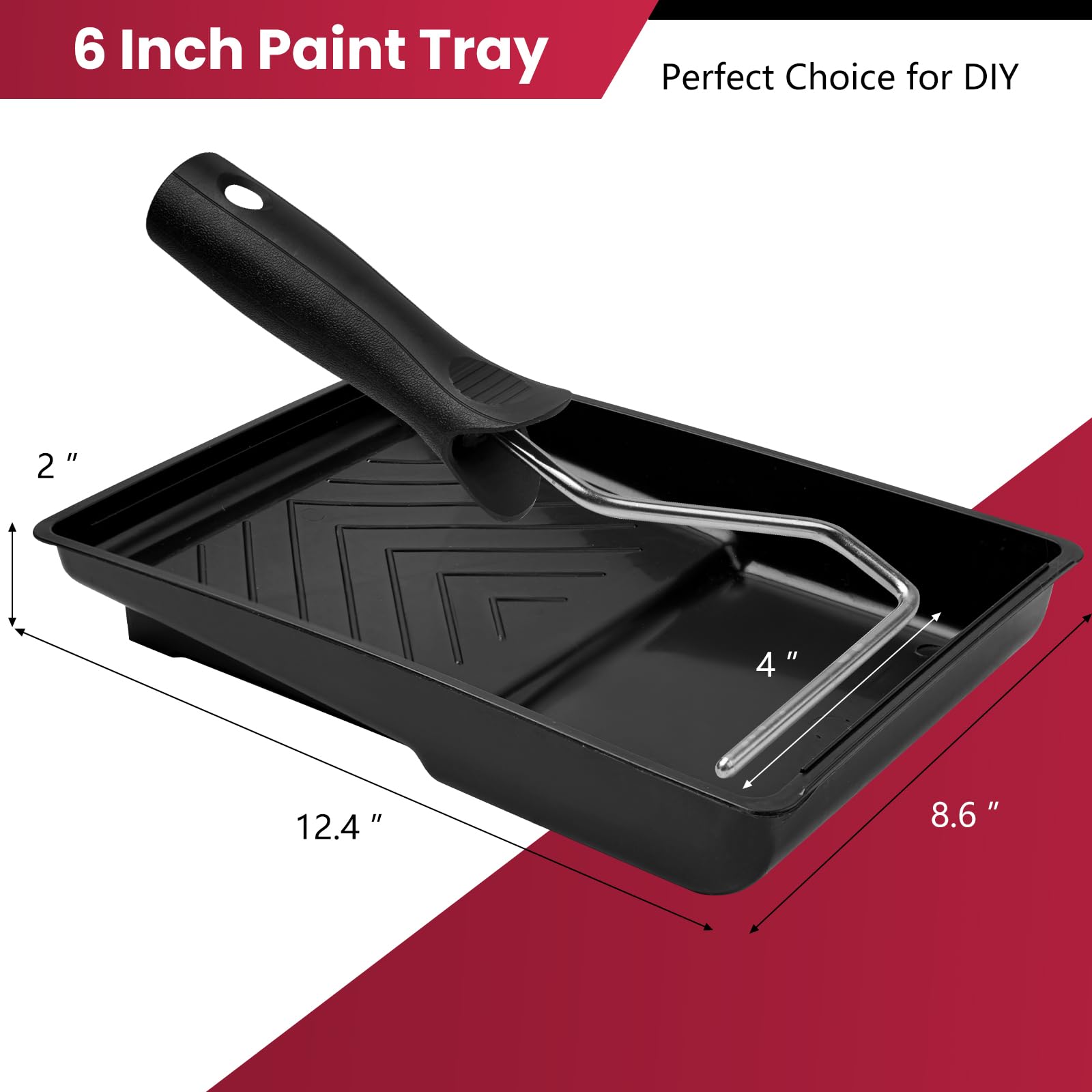 Mister Rui Paint Tray, 12 Pack, 6 Inch Paint Tray with Liners, Paint Roller Tray Kit with 4 Inch Roller Frame, Plastic Paint Tray, Disposable Paint Tray Liners for Home Improvement