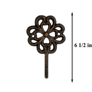 FantasHome Wall Mounted Cast Iron Home Décor Single Hook (Stylized Flower)