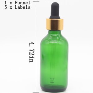 Toaazhy 4 pack,green glass dropper bottles 2 oz,60 ml dark empty tincture bottles with dropper,alcohol,hair oil bottle,eye,small,droppers for oils,medicine,pipette,drip drop,travel,perfume,essentia