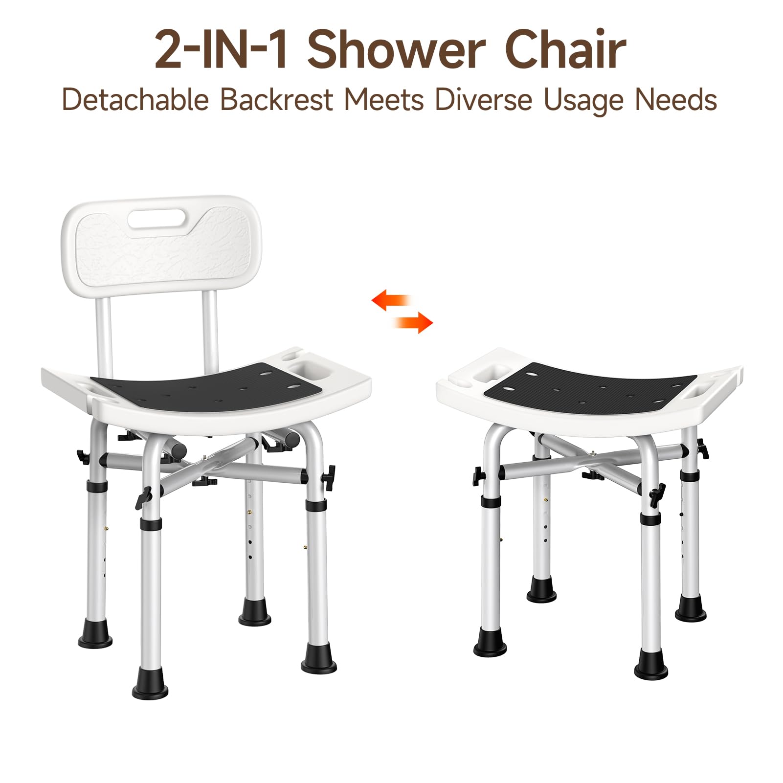 WAYES Shower Chair with Back - Narrow Shower Chair for Elderly and Disabled, Up to 500 Lbs, Heavy-Duty, Adjustable