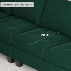 Belffin Oversized Velvet Modular 9 Seater U-Shape Sectional Sofa Set with Chaise Convertible sectional Sofa Couch Set Modular Couch Corner U Shaped Sectoional Sofa Green