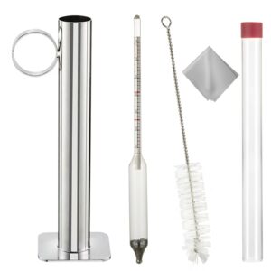 maple syrup hydrometer test cup kit, maple syrup density kit, measures sugar content in the syrup, stainless steel maple syrup kit, easy to read and accurate, with cleaning brush