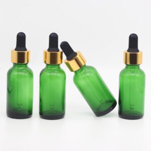 Toaazhy 4 pack,green glass dropper bottles 1 oz,30ml dark empty tincture bottles with dropper,alcohol,hair oil bottle,eye,small,droppers for oils,medicine,pipette,drip drop,travel,perfume,essentia