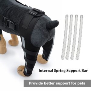 Dog Knee Brace Adjustable Dog Double Rear Leg Brace with Metal Hinged Flexible Support and Reflective Seat Belts Dog Acl Brace Hind Leg Black (XS)