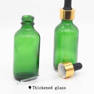 Toaazhy 4 pack,green glass dropper bottles 2 oz,60 ml dark empty tincture bottles with dropper,alcohol,hair oil bottle,eye,small,droppers for oils,medicine,pipette,drip drop,travel,perfume,essentia