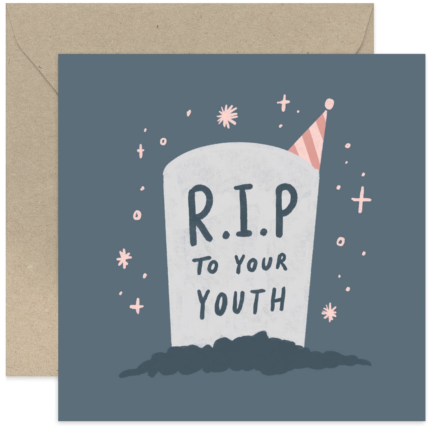 Old English Co. Funny RIP To Your Youth Birthday Card for Him Her - Rest In Peace Youth Age Humour Joke Birthday Card for Brother, Sister, Son, Daughter - Funny Joke Card | Blank Inside with Envelope