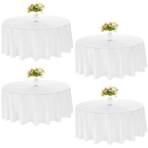 jalancy 4 pack round tablecloth 90 inch white polyester round table cover for round tables washable decorative fabric table covers for wedding dining table buffet parties banquet decor