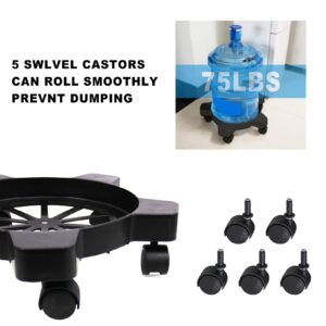 KOBSAINF 5 Gallon Bucket Dolly with 5 Smooth-Rolling Swivel Casters,75 lbs,No Tip or Spilling for 5 Gallon Bucket and Flowerpot,11" Inside Diameter，Black （2Pcs）