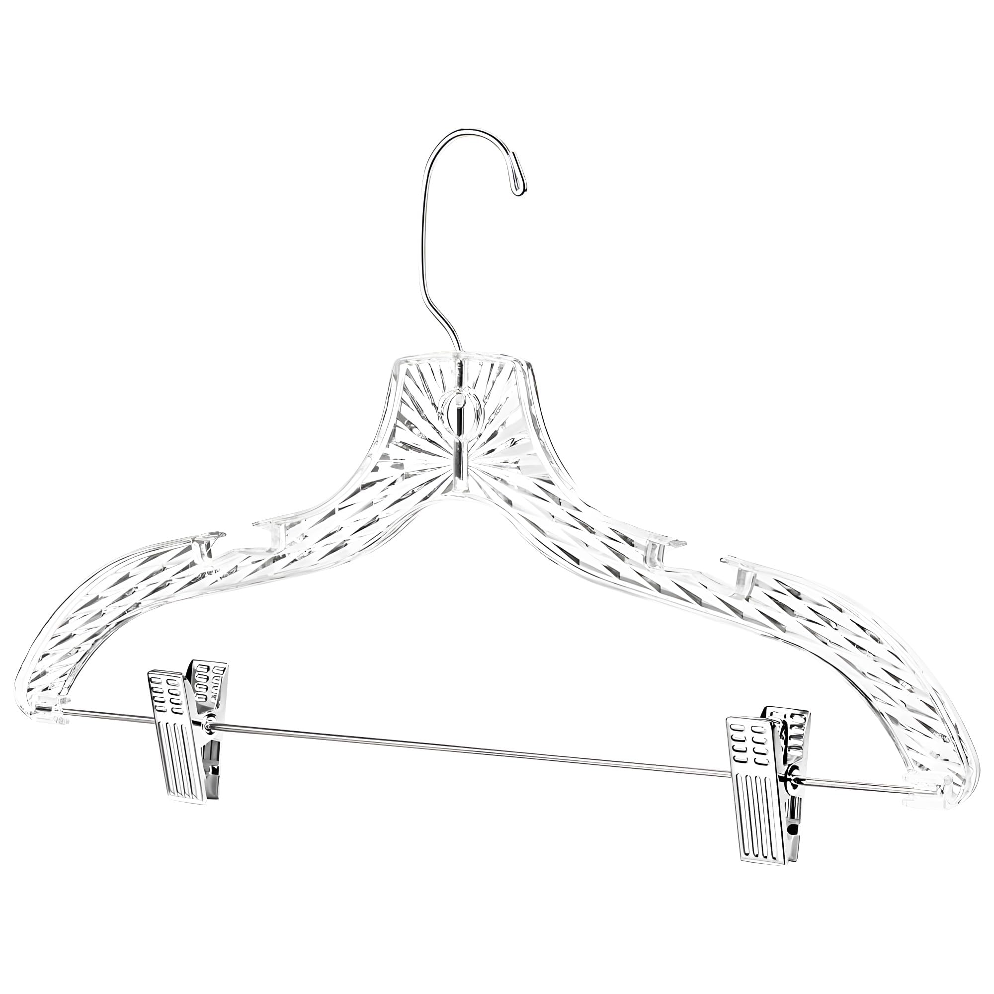 HARDW Clothes Hangers with Clips Plastic Set of 12Pcs Heavy Duty Hangers Dresses, T-Shirts Shirt Hangers for Closet Organization Crystal Clear Hangers for Home, Retail and Home