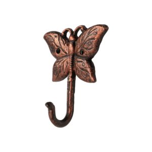 FantasHome Wall Mounted Cast Iron Home Décor Single Hook (Butterfly)