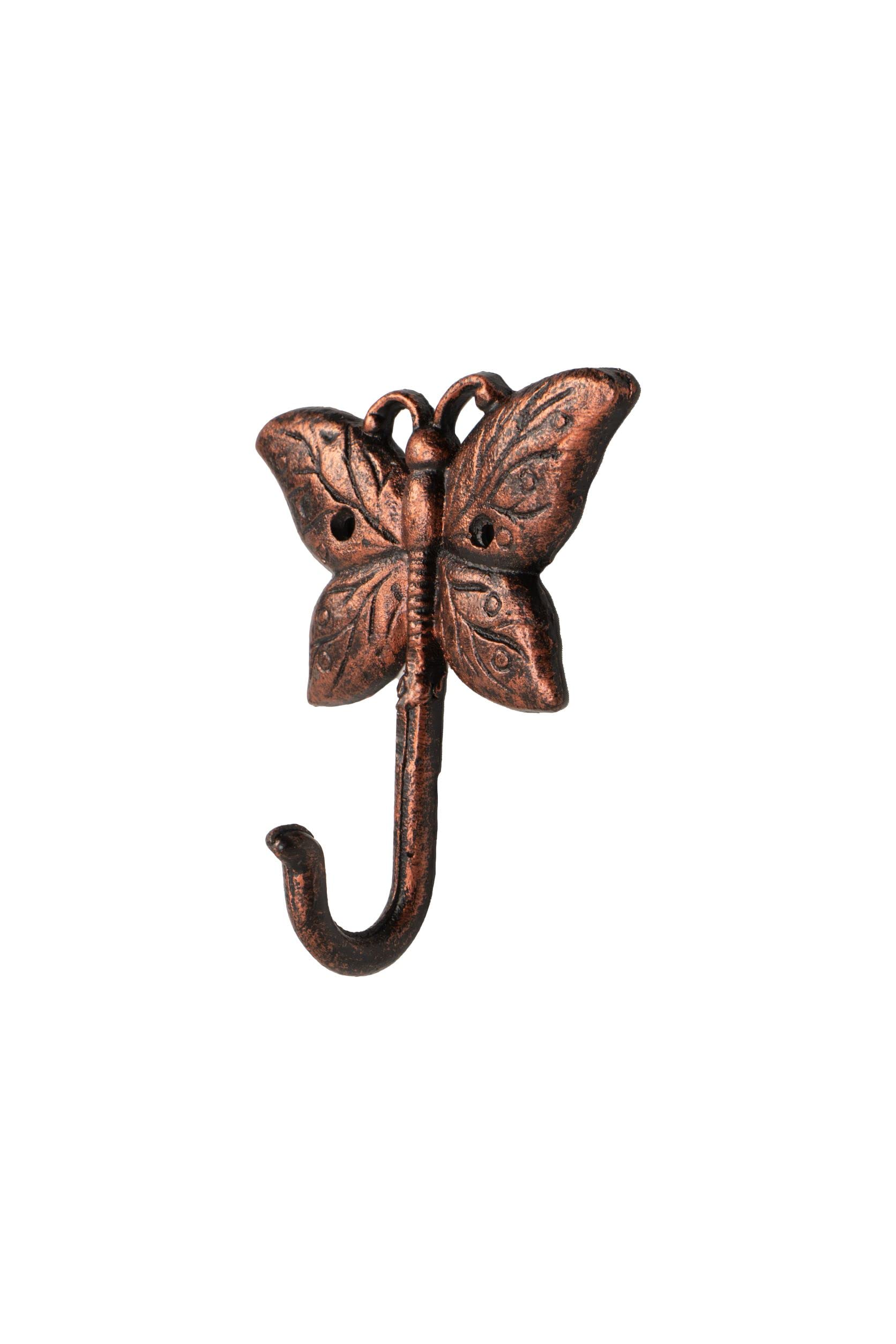 FantasHome Wall Mounted Cast Iron Home Décor Single Hook (Butterfly)