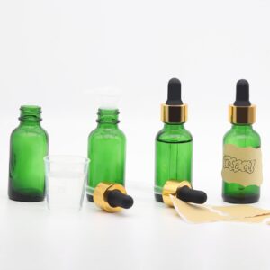 Toaazhy 4 pack,green glass dropper bottles 1 oz,30ml dark empty tincture bottles with dropper,alcohol,hair oil bottle,eye,small,droppers for oils,medicine,pipette,drip drop,travel,perfume,essentia