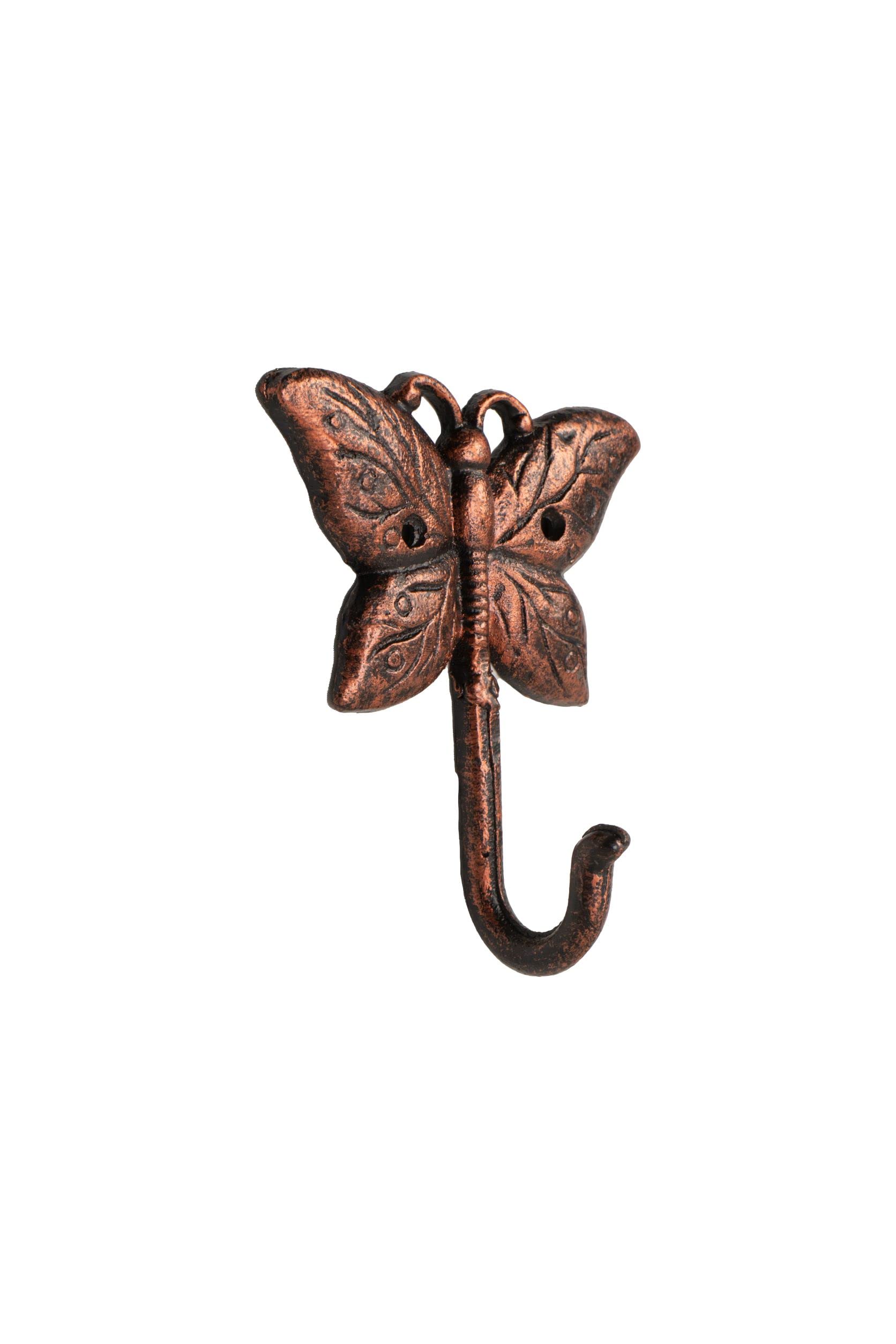 FantasHome Wall Mounted Cast Iron Home Décor Single Hook (Butterfly)