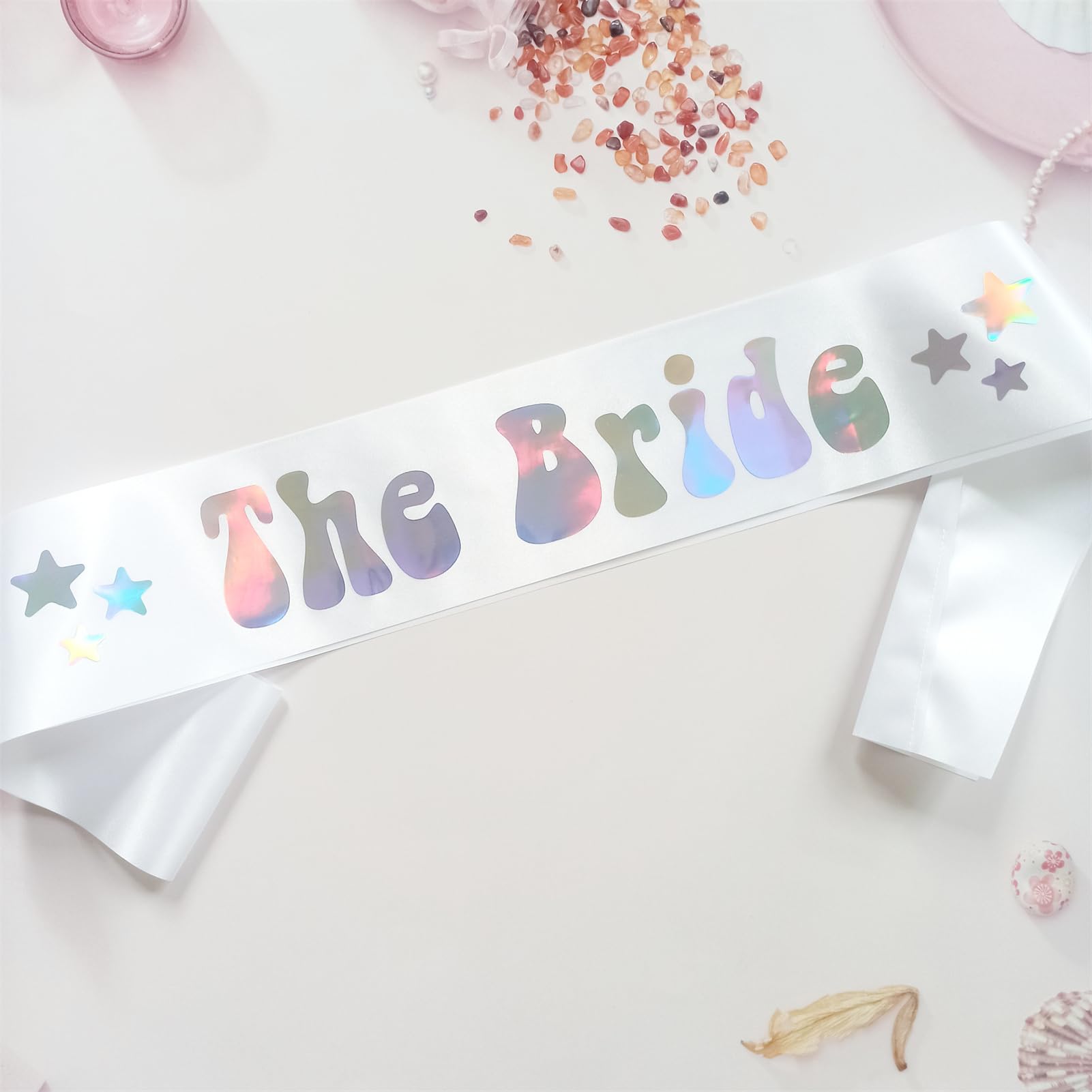 Magnusson's Garden The Bride Iridescent Sash, 70s Retro Hippie Disco Themed Bachelorette Bridal Shower Engagement Party Décor, Miss to Mrs, Future Wifey, Feyonce, Future Mrs Sash