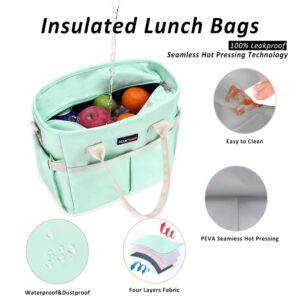 Lunch Bag Women for Work Insulated Thermal Teacher Lunch Box with Wide-Open Pocket Reusable Leakproof College Cooler Bags with Removable Shoulder Strap for Adult Ladies Nurse in Office Picnic Travel