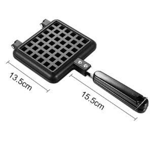 LEYSRIS Non-stick Double side Waffle Baking Mold, Portable Camping Waffle Pan Cookware Waffle Press Plate Cooking Baking Tool for Stovetop Campfire (11.8 x 5.7 x 1.2in)