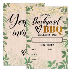 udnadkex birthday invitations bbq party with envelopes, summer barbecue cookout party invites, backyard picnic invite cards, join us for a backyard bbq, 4"x6" set of 20