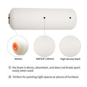 Voomey Mini Paint Roller Covers，High Density Foam Paint Roller，4 Inch Foam Roller Paint, 24 Pack,Fits All Flat Surfaces, Including Kitchen Cabinets, Doors, Tables, Etc.