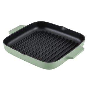 kitchenaid enameled cast iron square grill and roasting pan, 11 inch, pistachio