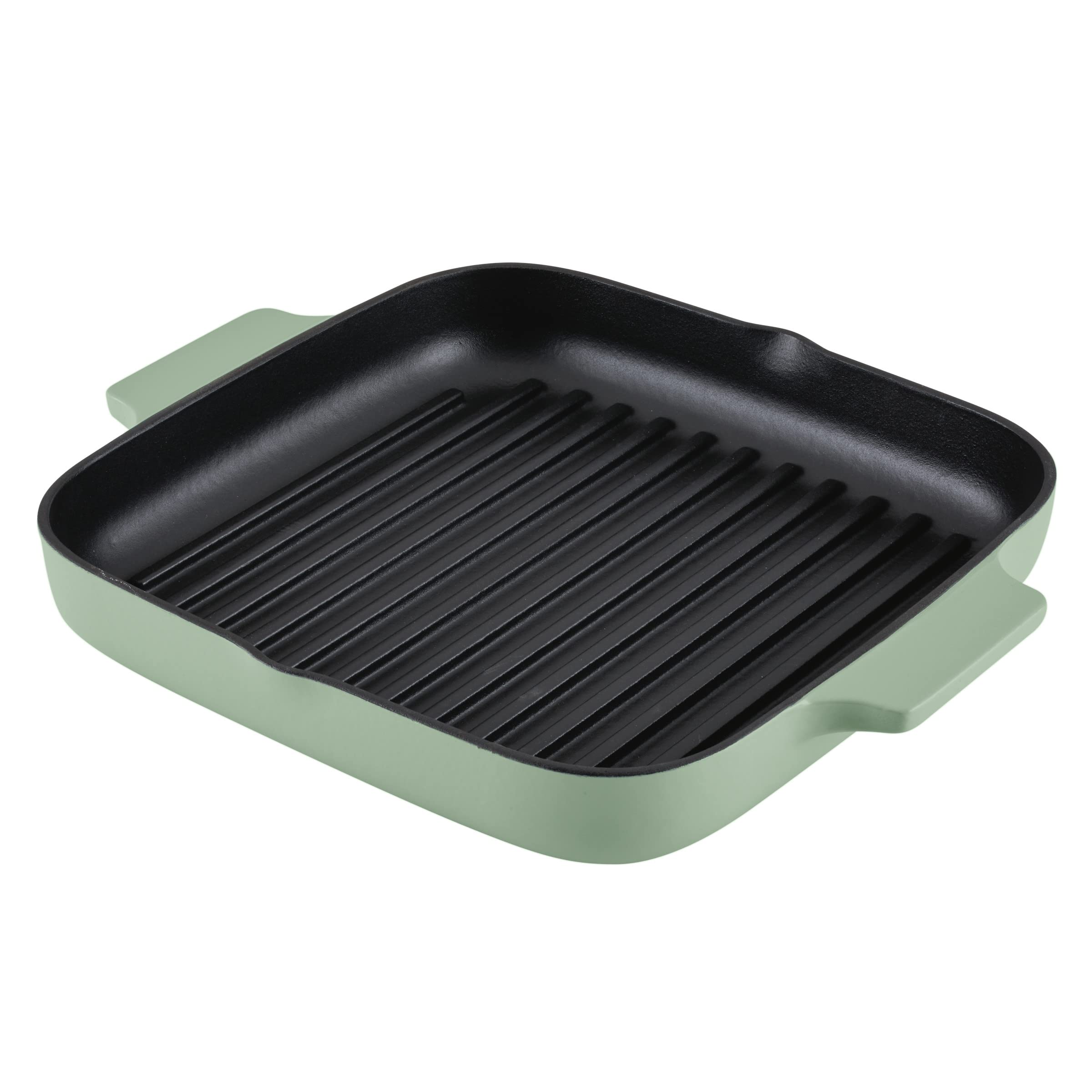 KitchenAid Enameled Cast Iron Square Grill and Roasting Pan, 11 Inch, Pistachio