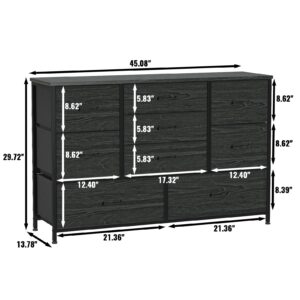 Furnulem Wide Dresser with 9 Large Drawers for 55'' Long TV Stand and 8 Drawer Dresser Wide 47'' Long, Storage Chest of Drawer for 55'' TV Stand