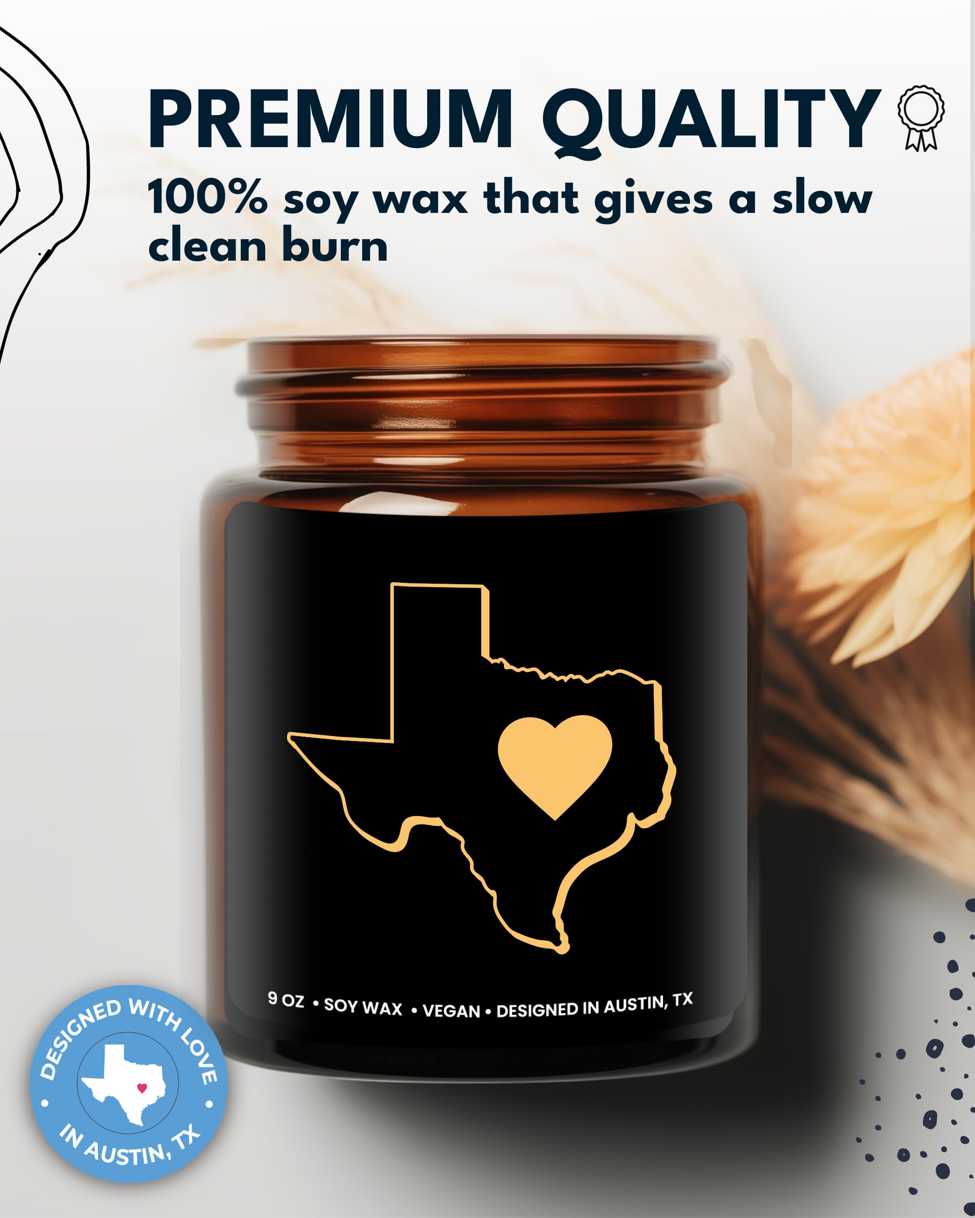 Texas Candle, Gifts for Women, Texas Gifts for Men, Texas Souvenir Gifts, State Texas Themed Gifts, Moving Away & Home Sick Gifts, Birthday, Christmas, Graduation, Gift-Ready