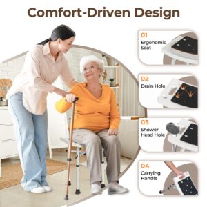 WAYES Shower Chair for Elderly and Disabled - Bariatric Shower Chair, Up to 500 Lbs, Heavy-Duty, Adjustable