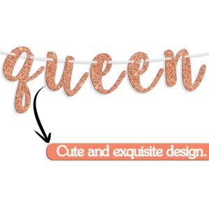 On this Day a Queen was Born Banner, Happy Birthday Bunting Sign for Girl/Women, Birthday Gift for Mother/Wife, Birthday/Gender Reaveal/Baby Shower Party Decoration Supplies, Rose Gold Glitter