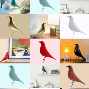 Mid Century Modern Bird Figurines - Decorative Sculptures for Living Room, Shelf, Mantle, Fireplace, TV Stand, Tabletop, Nightstand, Office, Kitchen - Unique Home Decor & Gifts for Bird Lovers