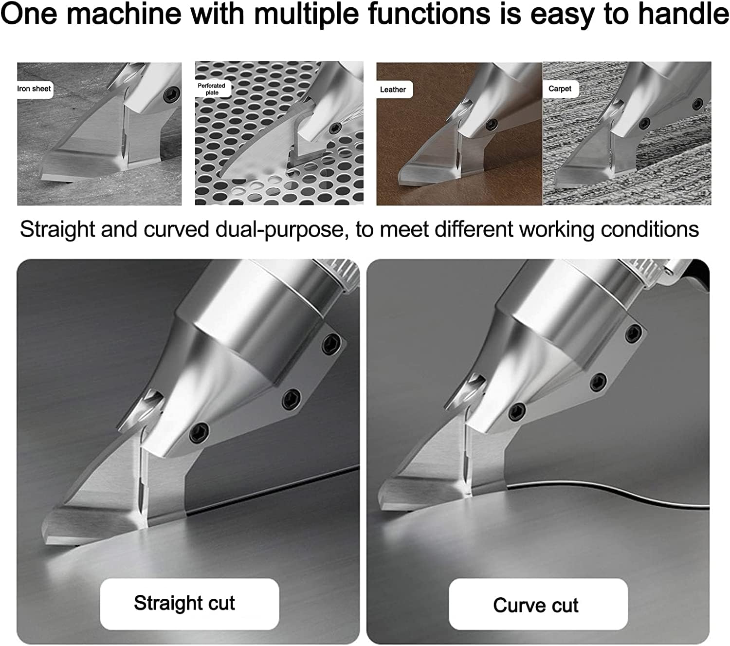 Cordless Metal Shear Electric Metal Shears Sheet Metal Cutter with Swivel Head for Curve/Straight/Round Cuttings Over Sheets Iron, Aluminum, Steel and Carpet, Leather, Cardboard 2Pcs 3.0Ah Battery