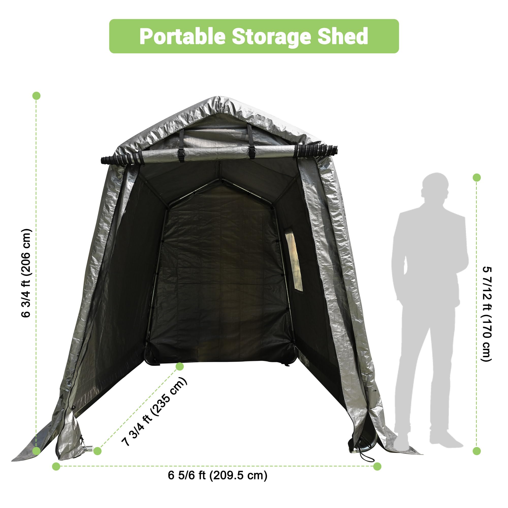 Yescom 6x8 Ft Portable Storage Shed Shelter Garage Carport Canopy Outdoor Motorcycle