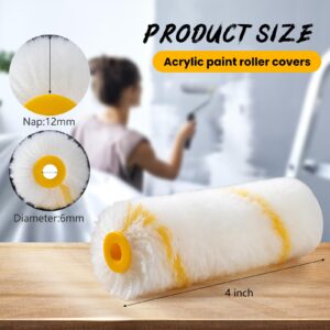 Mister Rui Paint Roller Kit, 15 Pack, 4 Inch Paint Rollers 12mm Nap, Small Paint Roller with Tray, Mini Paint Roller Kit, Paint Roller Brush with Roller Frame, Paint Tray and Liner, for Home Repair