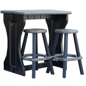 leisure accents single bar set includes 2 barstools deep grey top & black base ideal for patio hot tub area backyard durable weatherresistant design easy nohardware assembly proudly made in usa