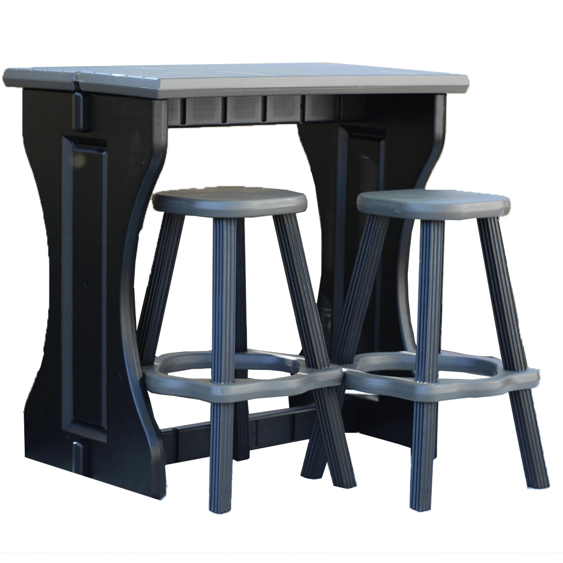 Leisure Accents Single Bar Set Includes 2 Barstools Deep Grey Top & Black Base Ideal for Patio Hot Tub Area Backyard Durable WeatherResistant Design Easy Nohardware Assembly Proudly Made in USA