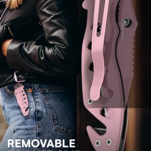 Pink Pocket Knife for Women - Legal Small Knife - 2.68 Inch Serrated Blade - Womens Knife for Self Defense - Cute Girl Survival Tool Pocket & Folding Knives - Mothers Day Gift Idea - 6655 P