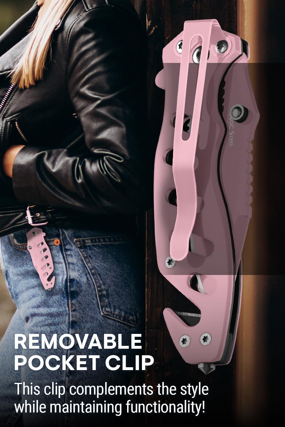 Pink Pocket Knife for Women - Legal Small Knife - 2.68 Inch Serrated Blade - Womens Knife for Self Defense - Cute Girl Survival Tool Pocket & Folding Knives - Mothers Day Gift Idea - 6655 P