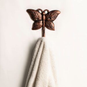 FantasHome Wall Mounted Cast Iron Home Décor Single Hook (Butterfly)