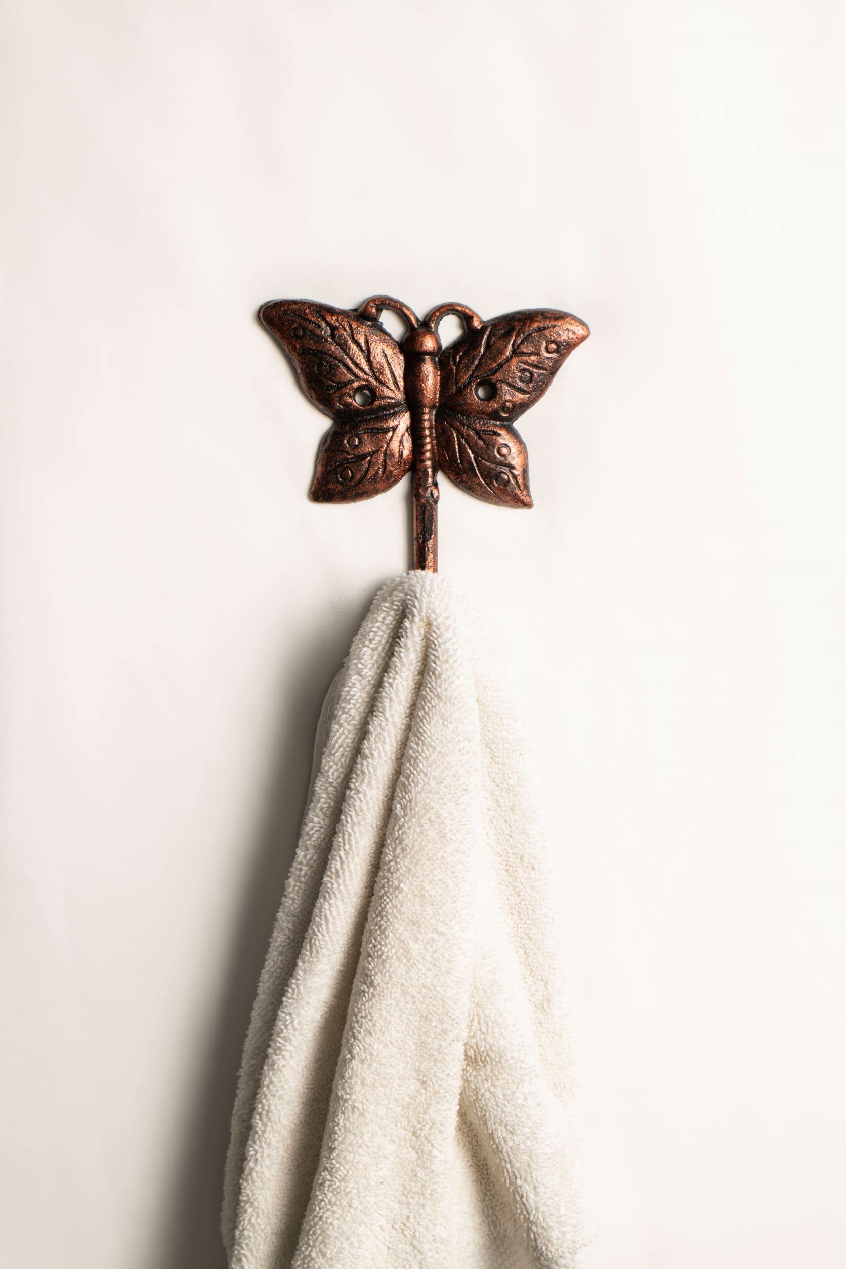 FantasHome Wall Mounted Cast Iron Home Décor Single Hook (Butterfly)