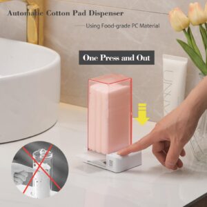 Ryelea Cotton Pad Dispenser, Automatic Press Type Makeup Removal Cotton Holder, Optional Wall Hanging Use and Pick Up, Closed Design Dustproof Hygiene (Transparent)