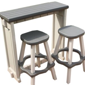 Leisure Accents Single Bar Set Includes 2 Barstools Deep Grey Top & Warm Grey Base Ideal for Patio Hot Tub Area Backyard Durable WeatherResistant Design Easy Nohardware Assembly Proudly Made in USA