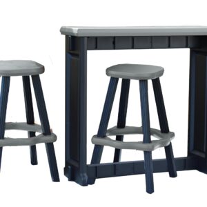 Leisure Accents Single Bar Set Includes 2 Barstools Deep Grey Top & Black Base Ideal for Patio Hot Tub Area Backyard Durable WeatherResistant Design Easy Nohardware Assembly Proudly Made in USA