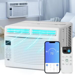 magshion 6000 btu window air conditioner, ac window unit with remote/app control and washable filter, quiet operation, ideal for rooms up to 250 sq. ft.