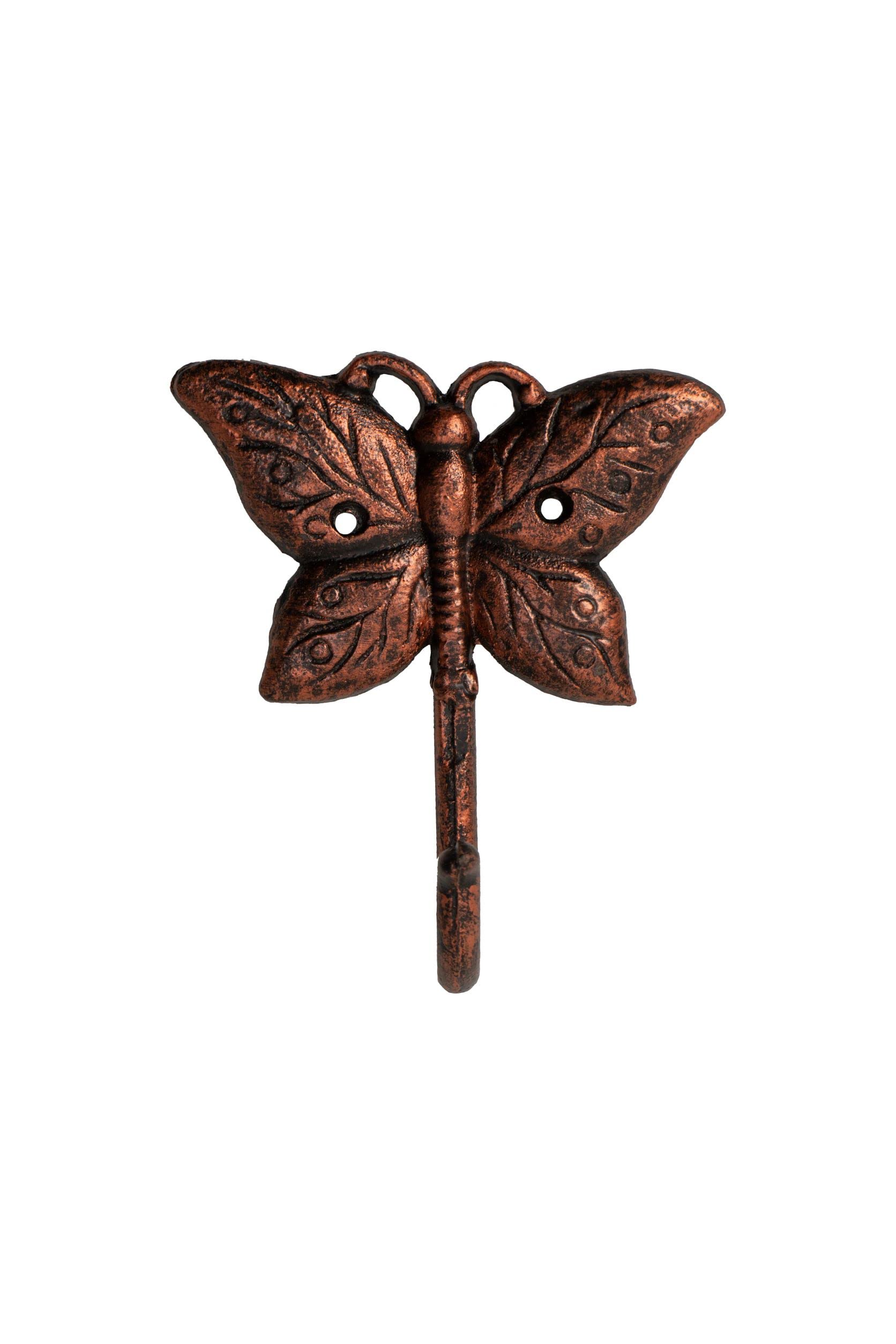 FantasHome Wall Mounted Cast Iron Home Décor Single Hook (Butterfly)