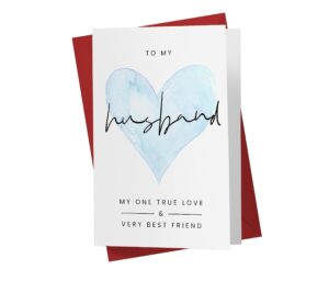 karto sweet birthday card for husband, happy birthday card for him, large 5.5 x 8.5 greeting card, birthday cards for husband - husband one true love