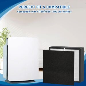 FF50 Silver Carbon FIT50 HEPA Filter Replacement Compatible with BreatheSmart FF50 FIT50 FF50-VOC Air Cleaner Purifier, Compared to Part HEPA-Pure FF50, FF50-VOC, 1 Pack