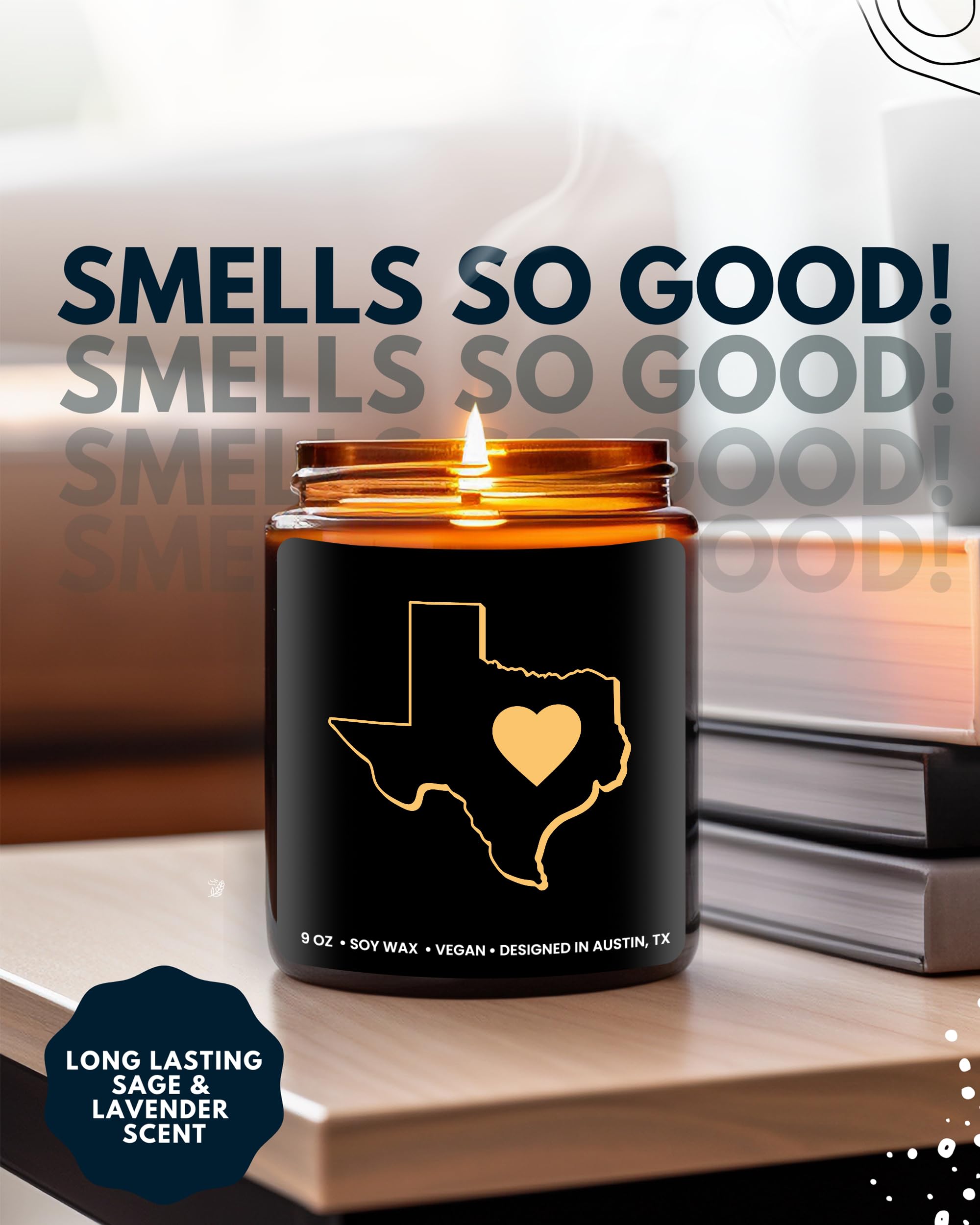 Texas Candle, Gifts for Women, Texas Gifts for Men, Texas Souvenir Gifts, State Texas Themed Gifts, Moving Away & Home Sick Gifts, Birthday, Christmas, Graduation, Gift-Ready