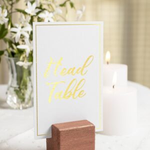 White Paper Gold Wedding Table Numbers, 1-30 And Head Table Card Included, Centerpiece Decorations,Double Sided 4x6 With Gold Stamping,For Table Number Holders