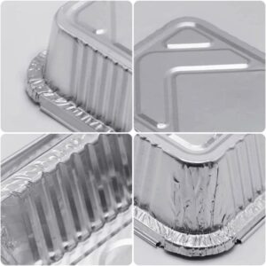 LUCKMETA 8x4 inch Aluminum Foil Pans with Clear Lids, 60 Pack, Heavy Duty, Recyclable, Suitable for Baking, Eating, and Storing