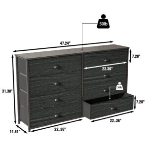 Furnulem Wide Dresser with 9 Large Drawers for 55'' Long TV Stand and 8 Drawer Dresser Wide 47'' Long, Storage Chest of Drawer for 55'' TV Stand