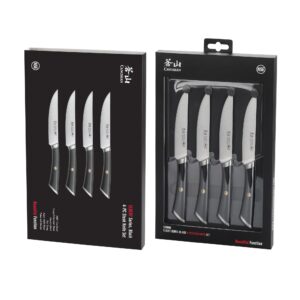 Cangshan ELBERT Series German Steel Forged 4-Piece Fine-Edge Steak Knife Set (Black)